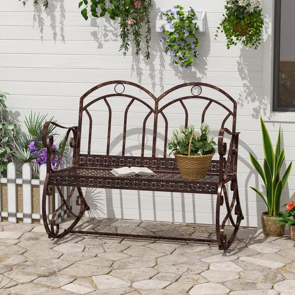 Trädgårdsbänk, 2-sitsig Metall Brons-Röd, 105x82x90.5 cm, Brons-Röd