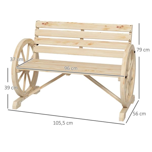 Havebænk, L105.5 x B56 x H79 cm, Natur