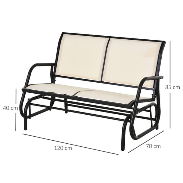 Gynge stol, 2-personers, 120x70x85 cm, Sort+Beige