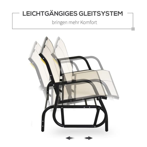 Gynge stol, 2-personers, 120x70x85 cm, Sort+Beige