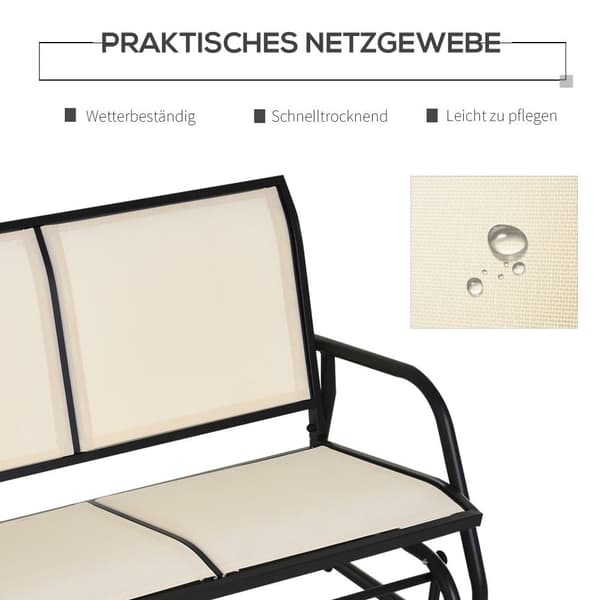 Gynge stol, 2-personers, 120x70x85 cm, Sort+Beige