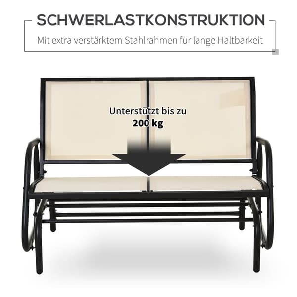Gynge stol, 2-personers, 120x70x85 cm, Sort+Beige