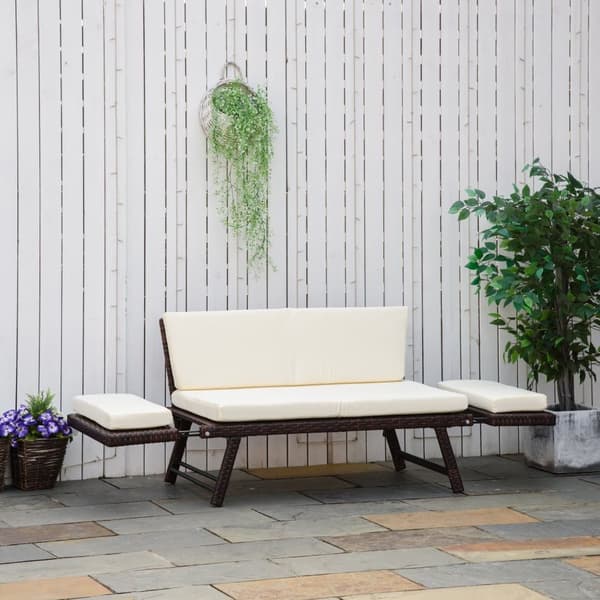 Puutarhasohva, polyrottinkia, 129x63x67 cm, ruskea