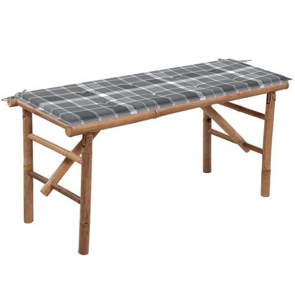 Hopfällbar trädgårdsbänk med dyna 118 cm bambu