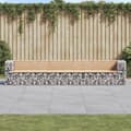 Miniatyrbild 1 av 2: Trädgårdsbänk gabiondesign 347x71x65,5 cm massiv furu