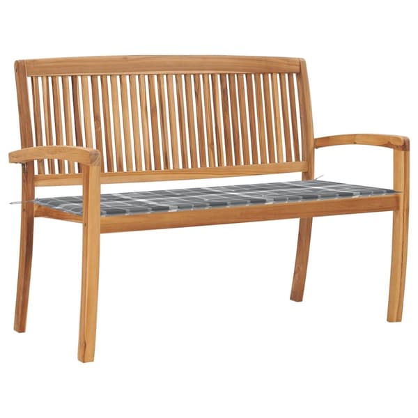 Stapelbar trädgårdsbänk med dyna 128,5 cm massiv teak
