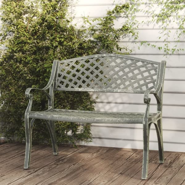 Trädgårdsbänk 102 cm gjuten aluminium grön