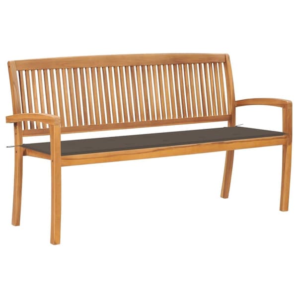Stapelbar trädgårdsbänk med dyna 159 cm massiv teak
