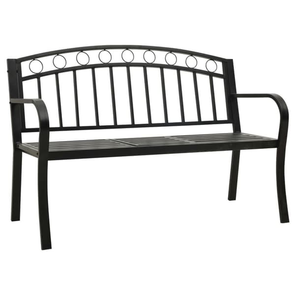 Trädgårdsbänk med bord svart 120 cm stål