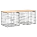 Miniatyrbild 2 av 2: Trädgårdsbänk gabion-design 103x44x42 cm massiv furu