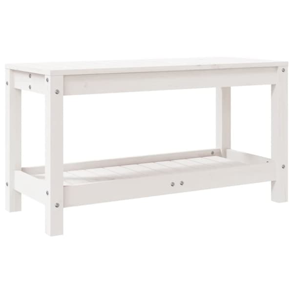 Trädgårdsbänk vit 82,5x35x45 cm massiv furu