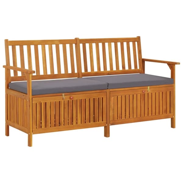 Förvaringsbänk med dyna 148 cm massivt akaciaträ