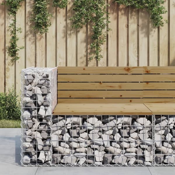 Trädgårdsbänk gabion-design 92x71x65,5 cm impregnerad furu