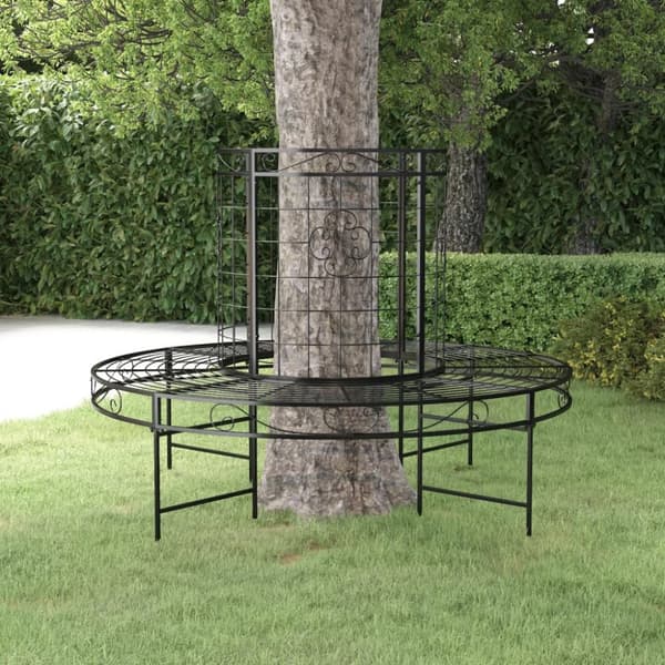 Rund trädbänk Ø137 cm svart stål