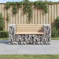 Miniatyrbild 1 av 2: Trädgårdsbänk gabion-design 143x71x65,5 cm massiv furu