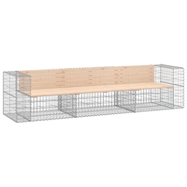 Trädgårdsbänk gabiondesign 287x71x65,5 cm massiv furu