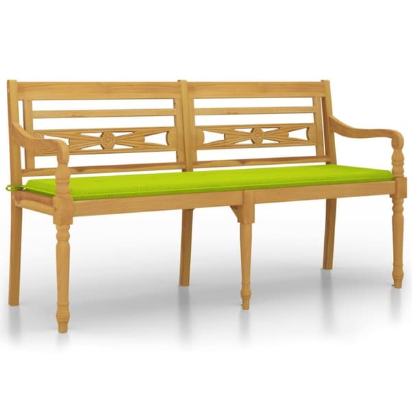Bataviabänk med ljusgrön dyna 150 cm massiv teak