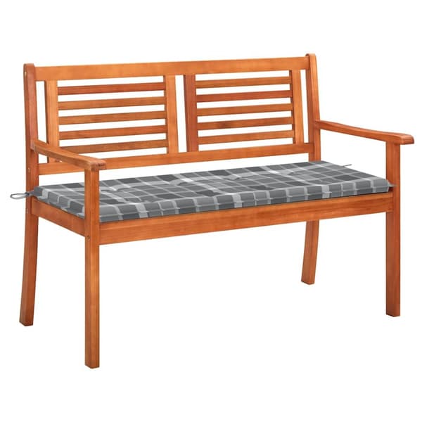 Trädgårdsbänk 2-sits med dyna 120 cm massivt eukalyptusträ