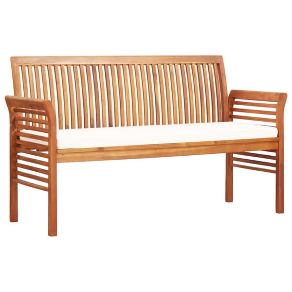 Trädgårdsbänk 3-sits med dyna 150 cm massivt akaciaträ