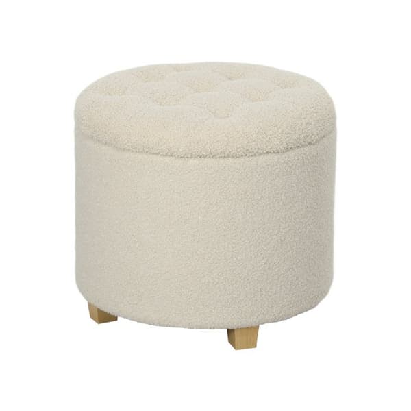 HOMCOM Bänk med förvaringsutrymme, träram Ø45 x 41 cm, färg crème