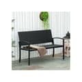 Miniatyrbild 2 av 6: Bänkbord Outsunny i polyrattan Parkbänk för 2 personer med stålkonstruktion och svart tyg L 122 x B 60 x H 87 cm