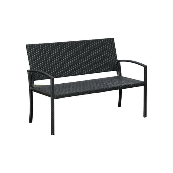 Bänkbord Outsunny i polyrattan Parkbänk för 2 personer med stålkonstruktion och svart tyg L 122 x B 60 x H 87 cm