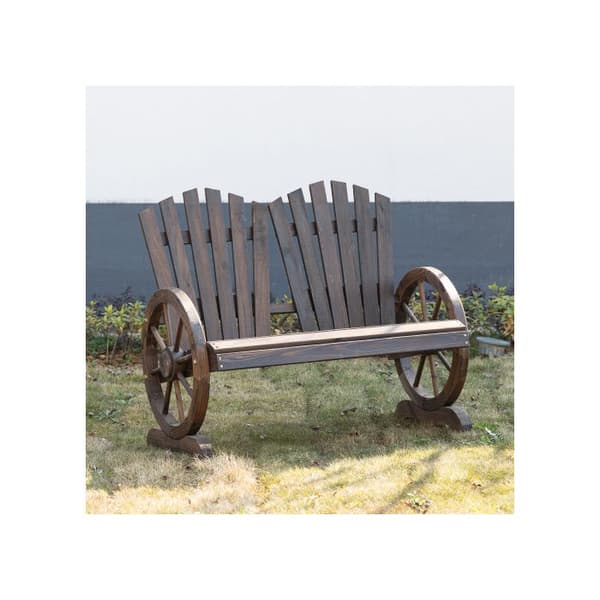 Trädgårdsbänk Outsunny med armstöd, bänk, trädgårdsmöbler, rustik bänk, massivt trä, mörkbrun, 108 x 66 x 95 cm