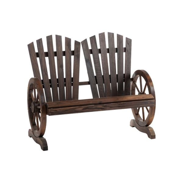 Trädgårdsbänk Outsunny med armstöd, bänk, trädgårdsmöbler, rustik bänk, massivt trä, mörkbrun, 108 x 66 x 95 cm