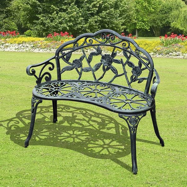 Bänk i trädgården Outsunny Parkbänk Trädgårdsmöbel 2 platser metall 100 x 54 x 78 cm