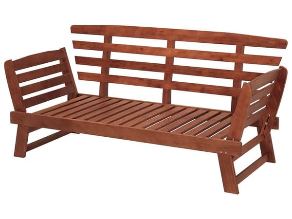 Trädgårdsbänk med dyna PORTICI 210 cm Eukalyptusträ Mörkbrun/grå Lumarko!
