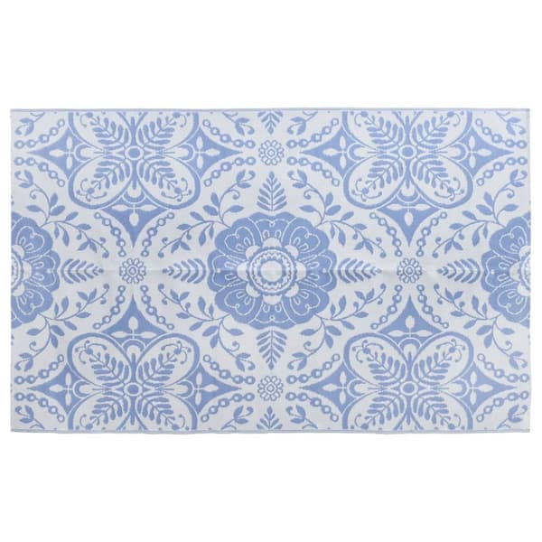 vidaXL udendørstæppe 190x290 cm PP babyblå