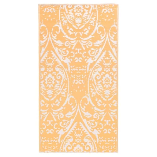 vidaXL udendørstæppe ARAKIL 190x290 cm PP orange og hvid