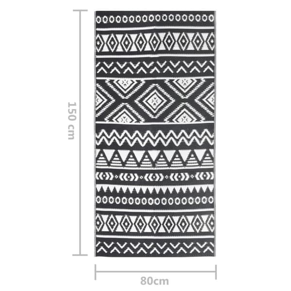 vidaXL Uteteppe ARAKIL svart 80x150 cm PP
