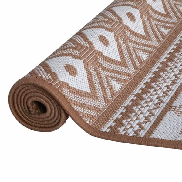 vidaXL Uteteppe brun og hvit 80x150 cm vendbart design
