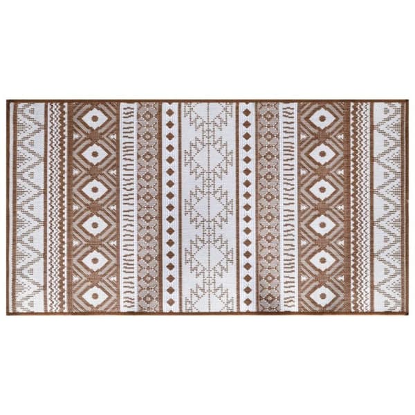 vidaXL Uteteppe brun og hvit 80x150 cm vendbart design