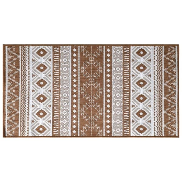 vidaXL Ulkomatto ruskea ja valkoinen 80x150 cm käännettävä suunnittelu