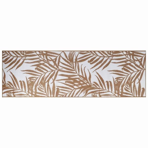 vidaXL Uteteppe brun og hvit 80x250 cm vendbart design