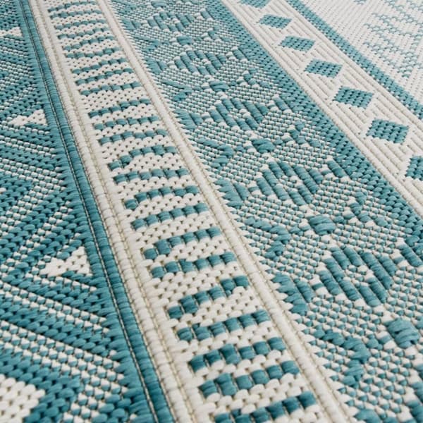 vidaXL Uteteppe aqua og hvit 80x150 cm vendbart design