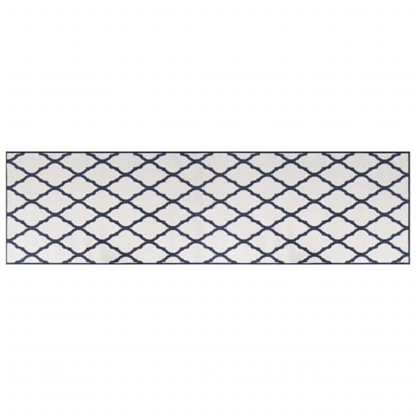 vidaXL Ulkomatto laivastonsininen / valk. 80x250 cm käännettävä malli