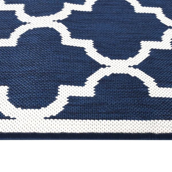 vidaXL udendørs gulvtæppe 80x150 cm vendbart design marineblå og hvid