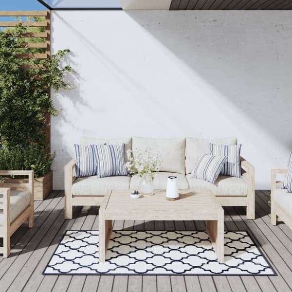 vidaXL Trädgårdsmatta marinblå och vit 80x150 cm vändbar