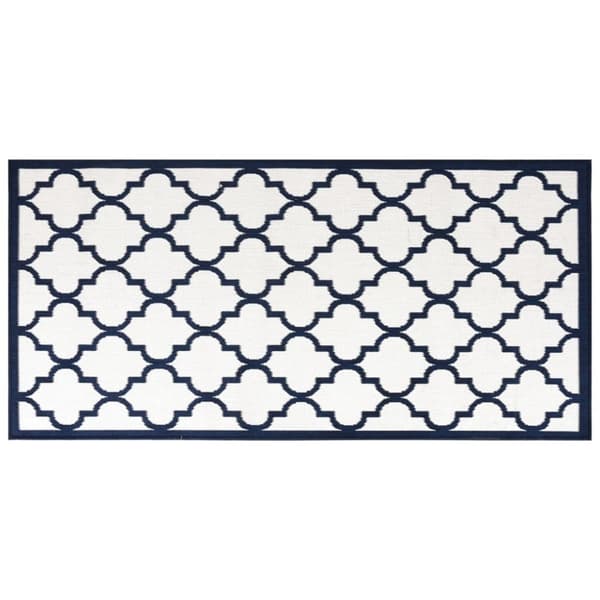 vidaXL Trädgårdsmatta marinblå och vit 80x150 cm vändbar