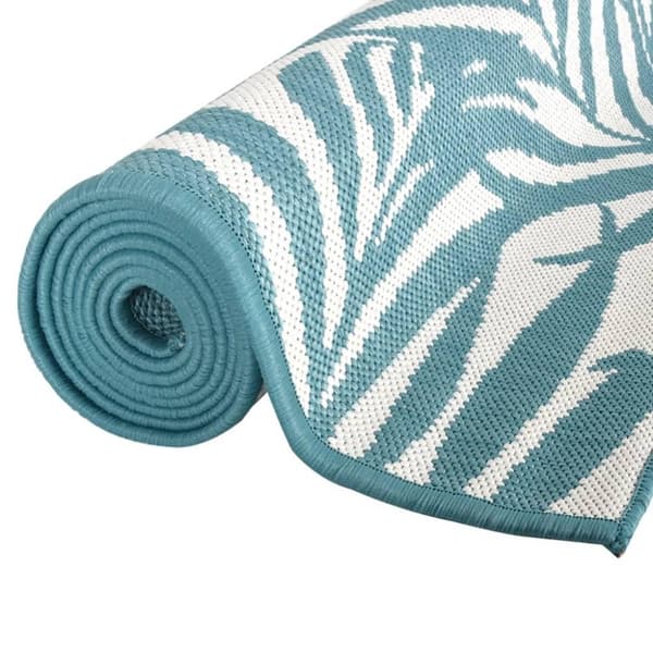 vidaXL Trädgårdsmatta aqua och vit 80x250 cm vändbar