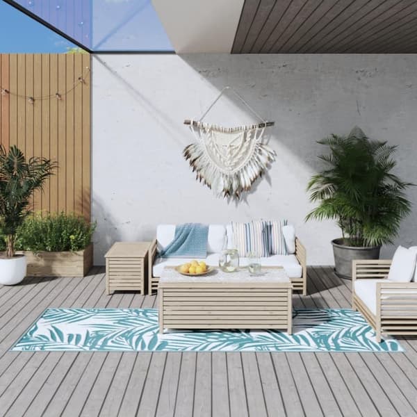 vidaXL Trädgårdsmatta aqua och vit 80x250 cm vändbar