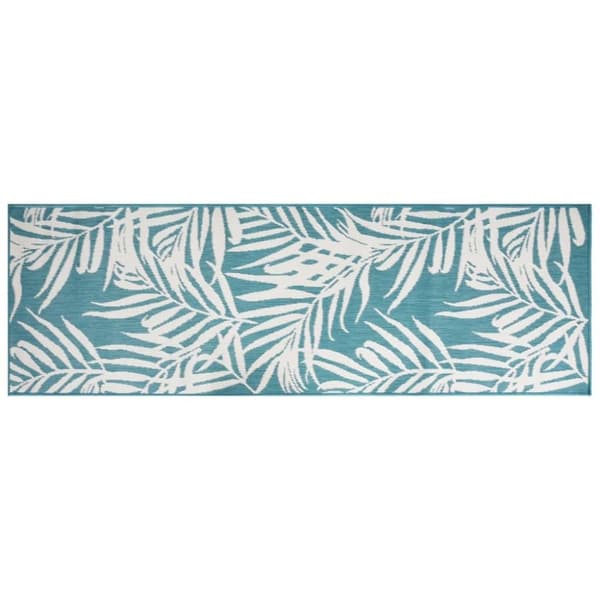 vidaXL Trädgårdsmatta aqua och vit 80x250 cm vändbar