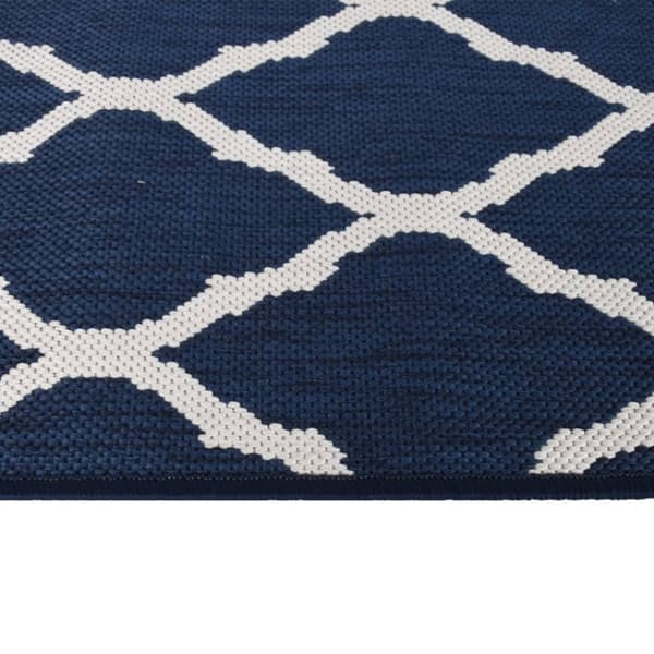 vidaXL Uteteppe marineblå og hvit 80x150 cm vendbart design