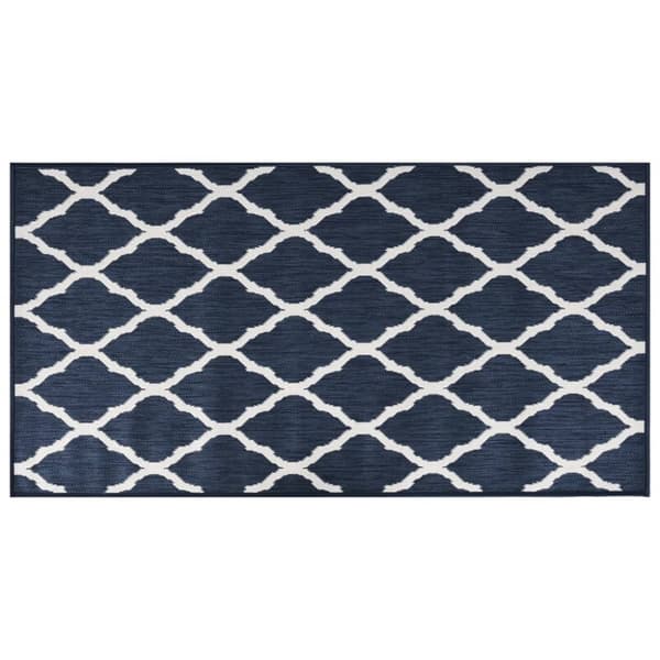 vidaXL Uteteppe marineblå og hvit 80x150 cm vendbart design