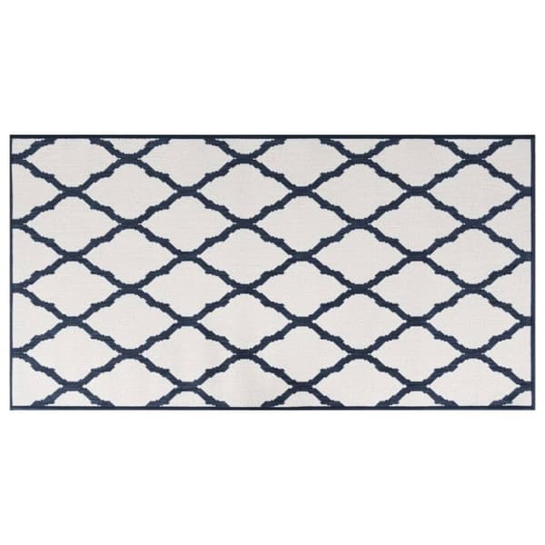 vidaXL Uteteppe marineblå og hvit 80x150 cm vendbart design
