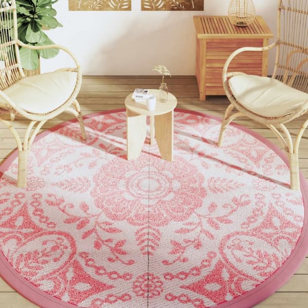 vidaXL Utomhusmatta rosa Ø200 cm PP
