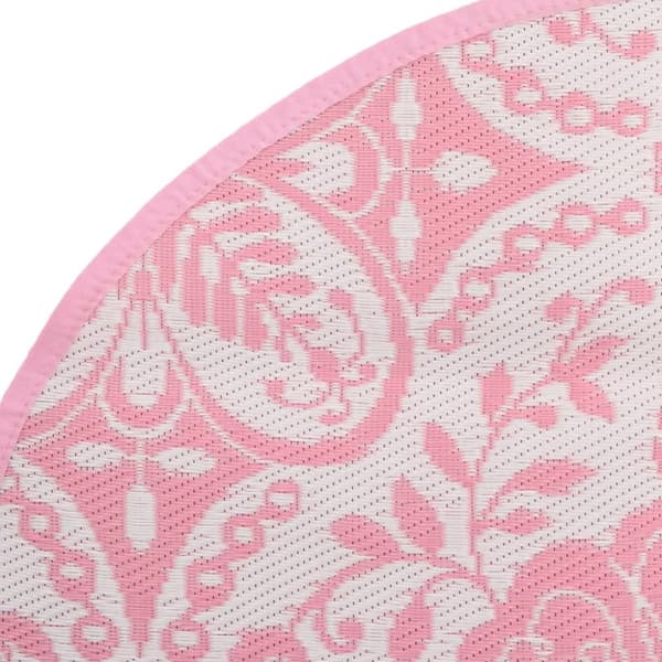 vidaXL Utomhusmatta rosa Ø120 cm PP